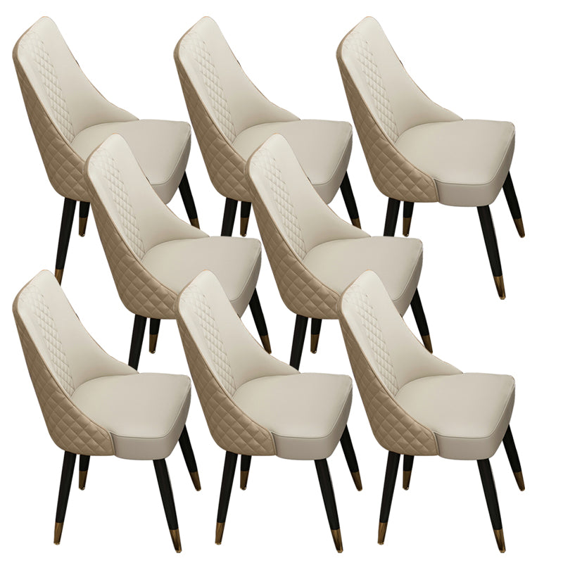 Glam Upholstered Dining Side Chair Faux Leather and Wood Side Chair