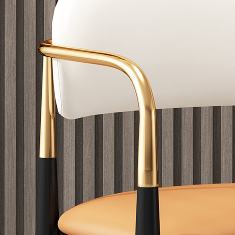 Metal Industrial Side Chair Metallic Finish Open Back Dining Arm Chair