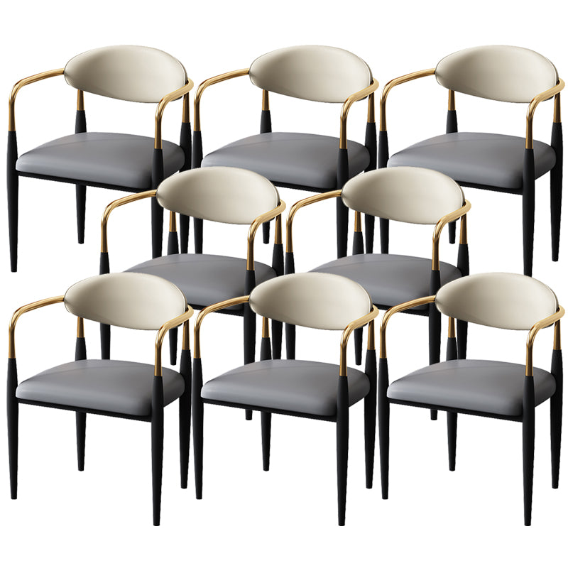 Metal Industrial Side Chair Metallic Finish Open Back Dining Arm Chair