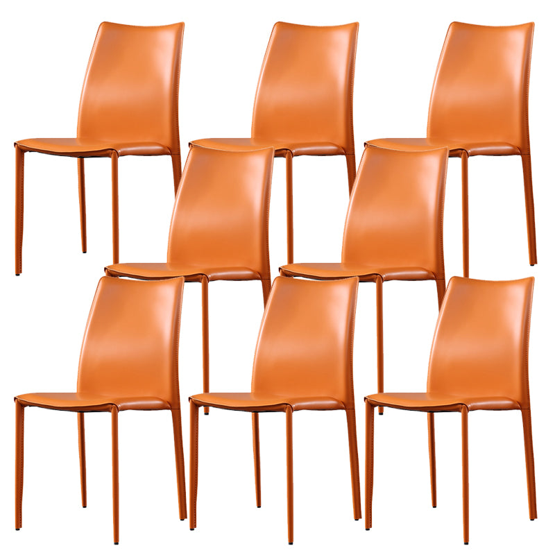 Faux Leather Stackable Dining Chairs Modern Armless Side Chair