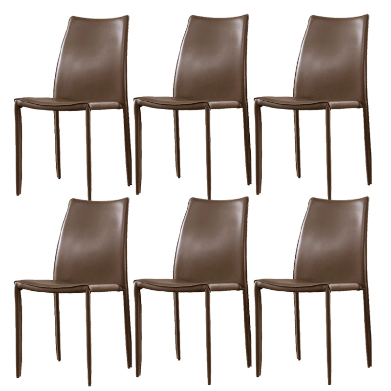 Faux Leather Stackable Dining Chairs Modern Armless Side Chair