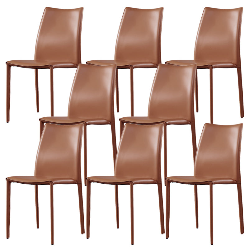 Faux Leather Stackable Dining Chairs Modern Armless Side Chair