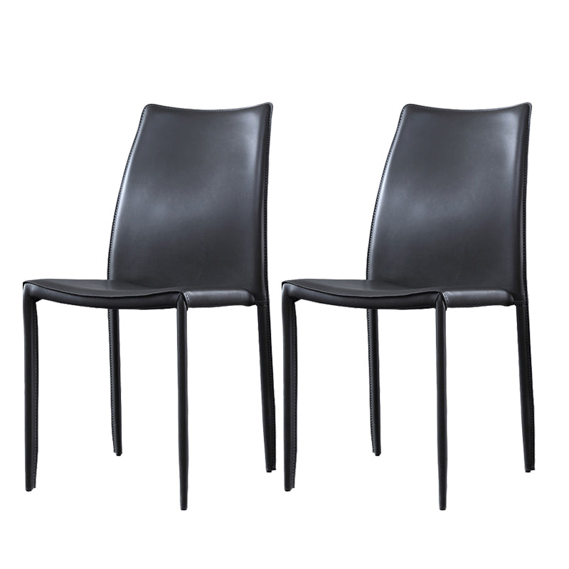 Faux Leather Stackable Dining Chairs Modern Armless Side Chair