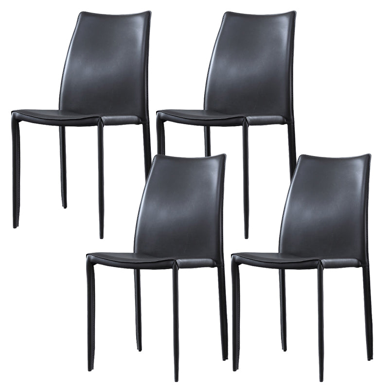 Faux Leather Stackable Dining Chairs Modern Armless Side Chair
