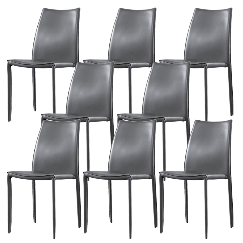 Faux Leather Stackable Dining Chairs Modern Armless Side Chair