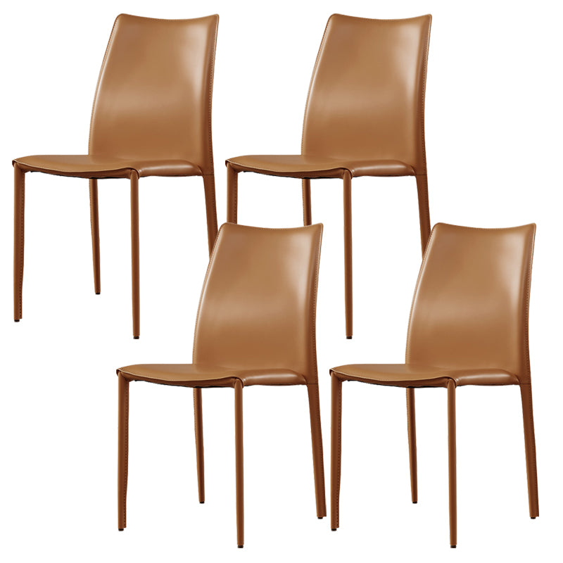 Faux Leather Stackable Dining Chairs Modern Armless Side Chair