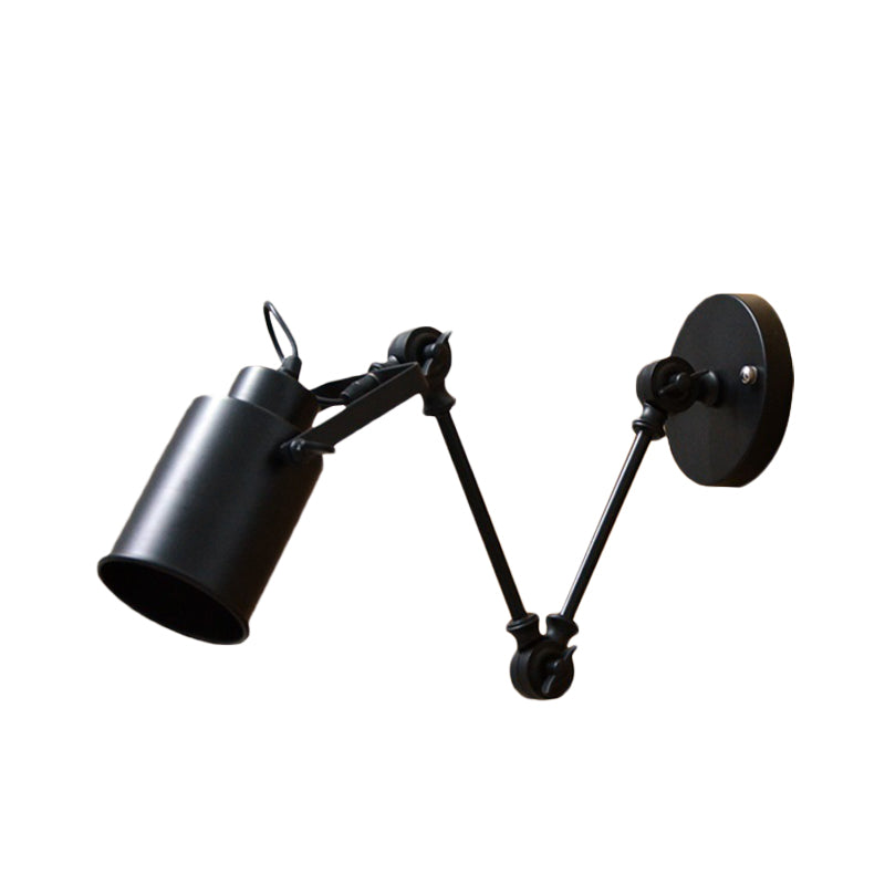 Black 1 Head Sconce Lighting Industrial Iron Swing Arm Wall Mounted Lamp for Corridor