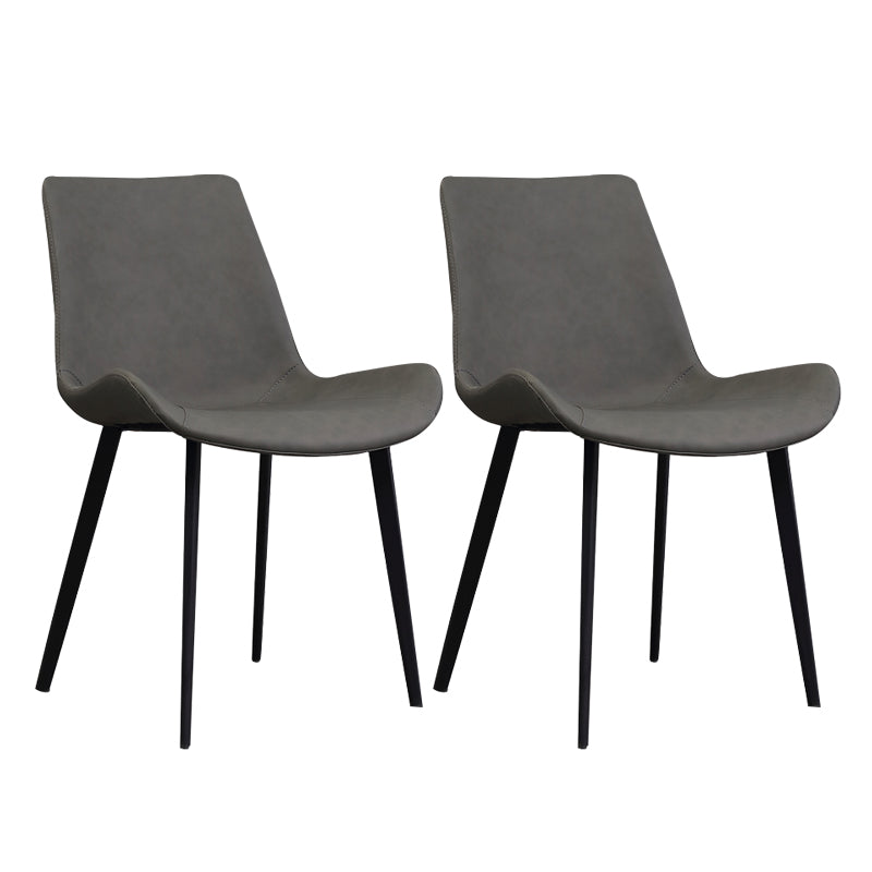 Upholstered Armless Dining Chairs Faux Leather and Metal Dining Chairs