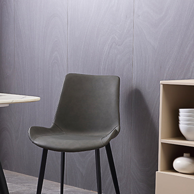 Upholstered Armless Dining Chairs Faux Leather and Metal Dining Chairs