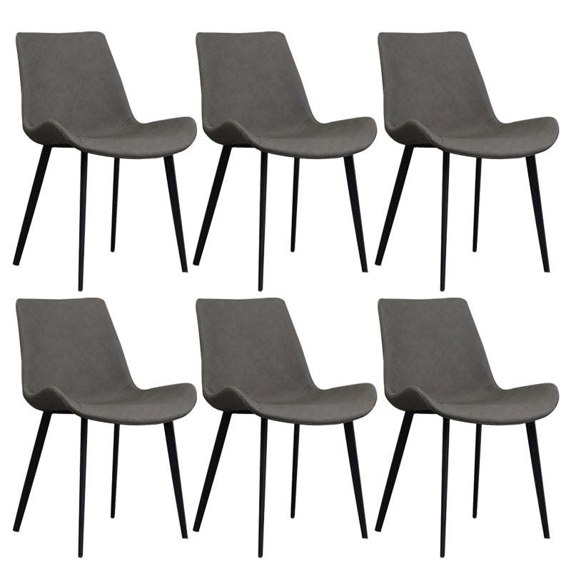 Upholstered Armless Dining Chairs Faux Leather and Metal Dining Chairs