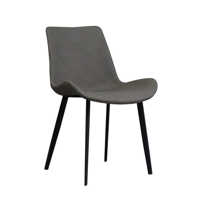 Upholstered Armless Dining Chairs Faux Leather and Metal Dining Chairs