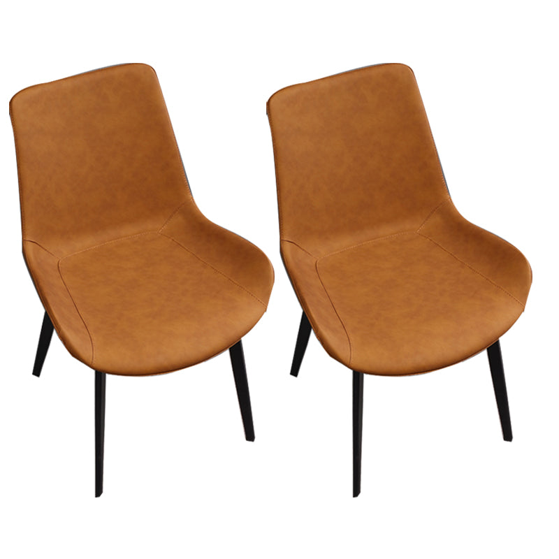 Upholstered Armless Dining Chairs Faux Leather and Metal Dining Chairs