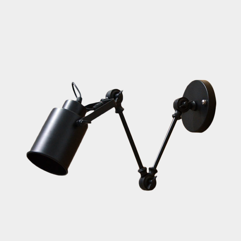 Black 1 Head Sconce Lighting Industrial Iron Swing Arm Wall Mounted Lamp for Corridor