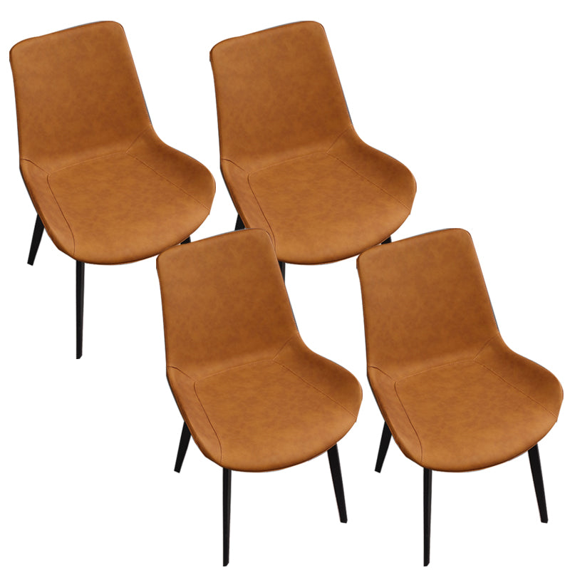 Upholstered Armless Dining Chairs Faux Leather and Metal Dining Chairs