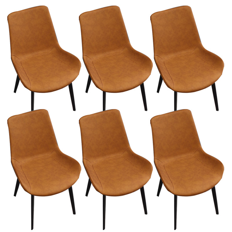 Upholstered Armless Dining Chairs Faux Leather and Metal Dining Chairs