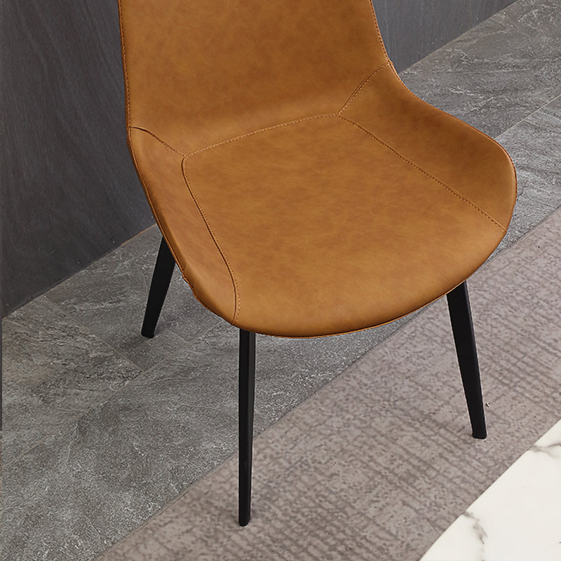 Upholstered Armless Dining Chairs Faux Leather and Metal Dining Chairs