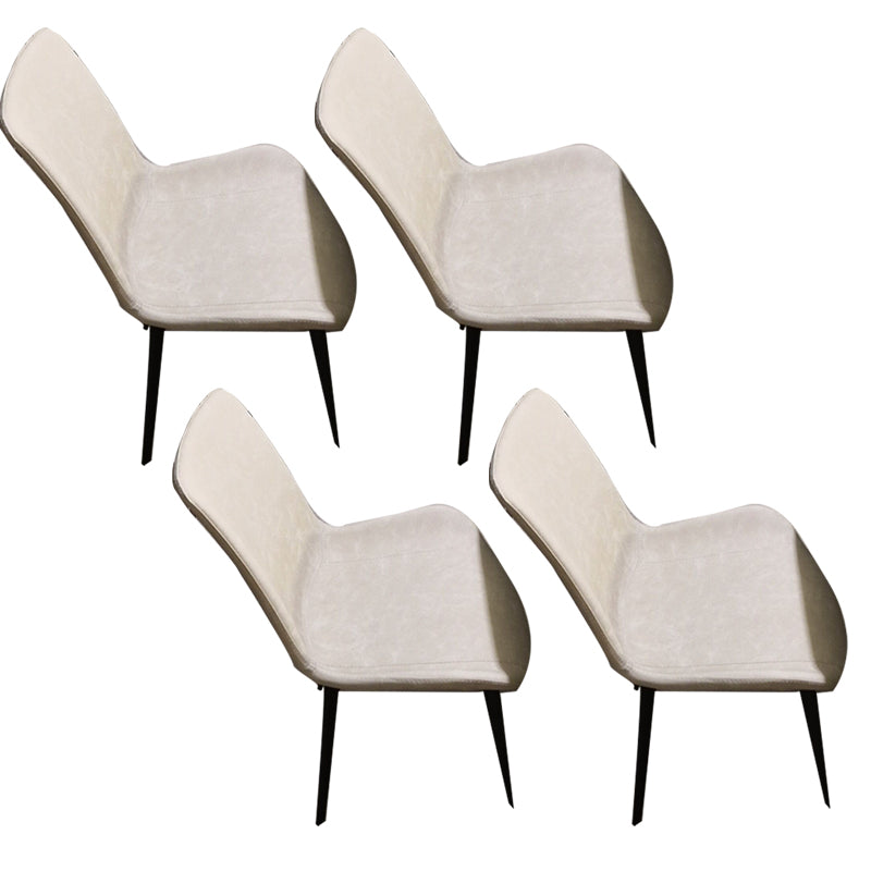 Upholstered Armless Dining Chairs Faux Leather and Metal Dining Chairs