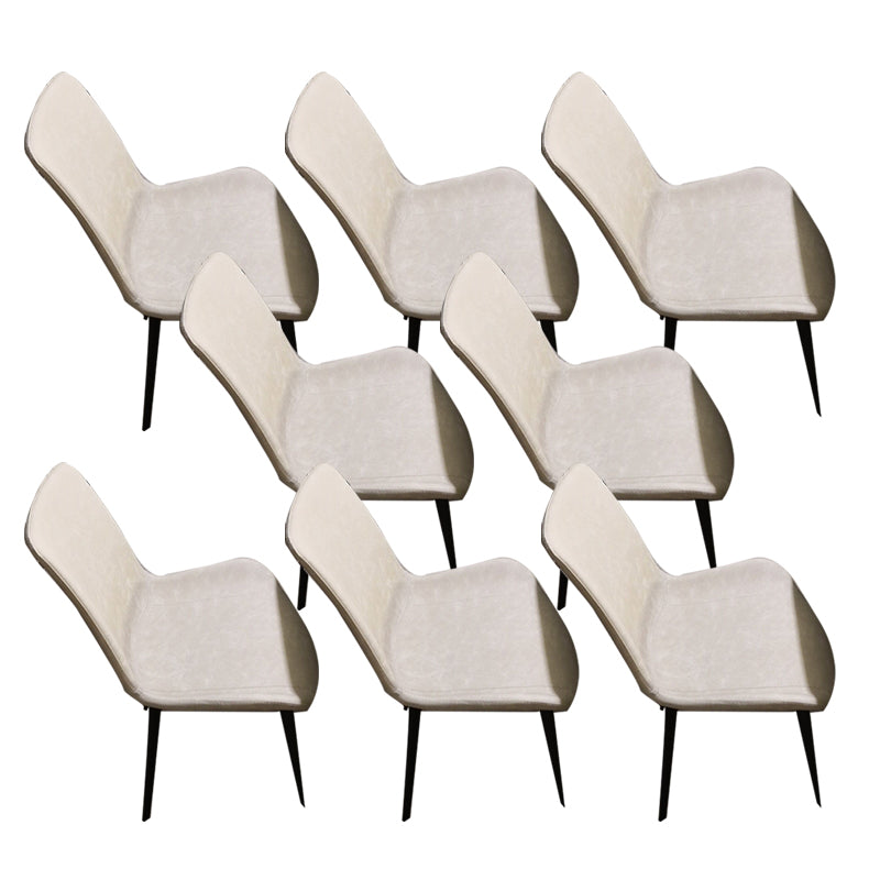 Upholstered Armless Dining Chairs Faux Leather and Metal Dining Chairs