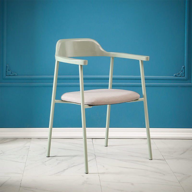 Contemporary Style Dining Chair Metal Open Back Dining Arm Chair
