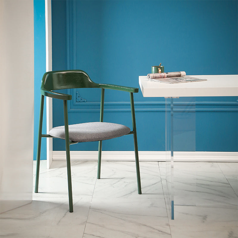 Contemporary Style Dining Chair Metal Open Back Dining Arm Chair