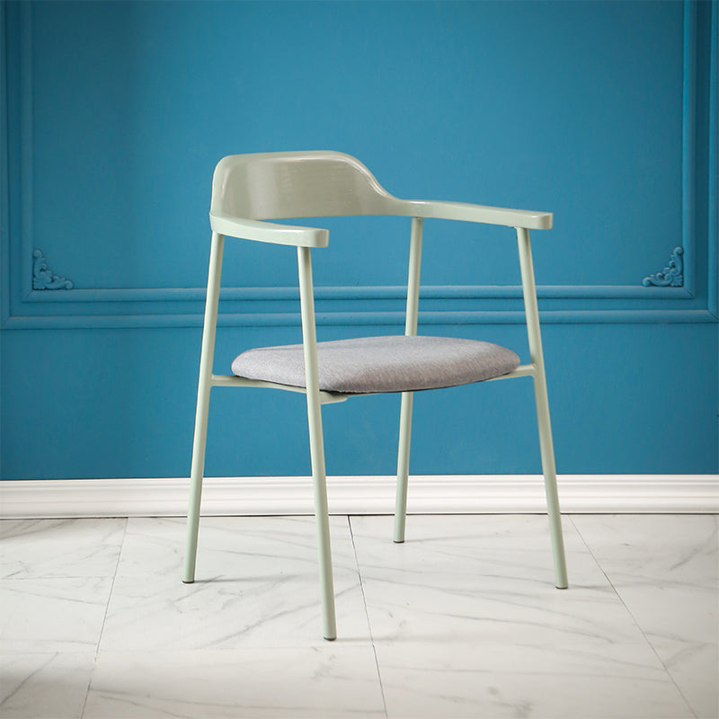 Contemporary Style Dining Chair Metal Open Back Dining Arm Chair