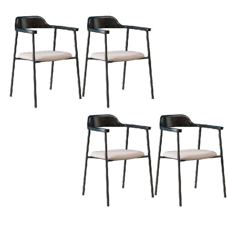 Contemporary Style Dining Chair Metal Open Back Dining Arm Chair