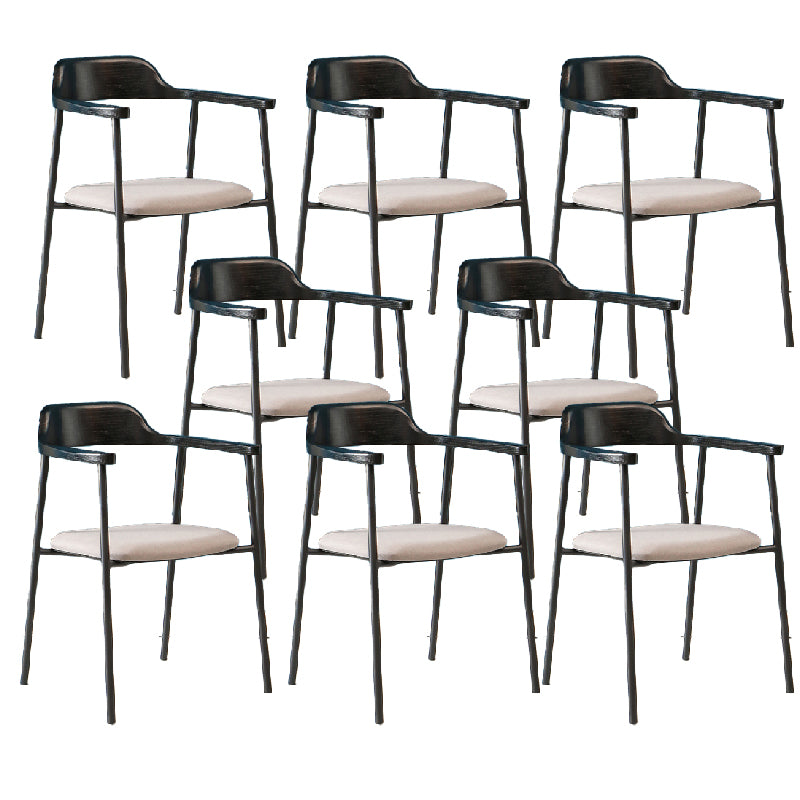 Contemporary Style Dining Chair Metal Open Back Dining Arm Chair