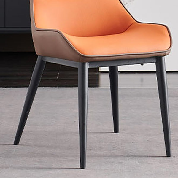 Industrial Low Back Dining Chairs Faux Leather Armless Side Chair