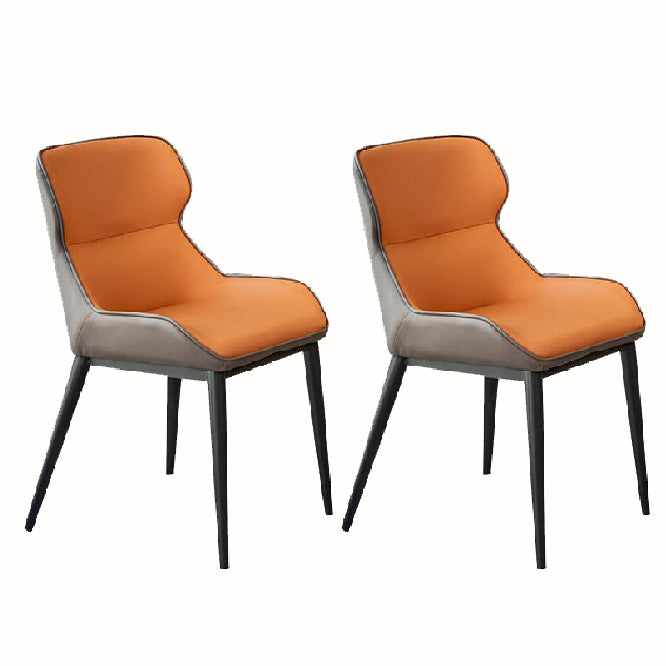 Industrial Low Back Dining Chairs Faux Leather Armless Side Chair