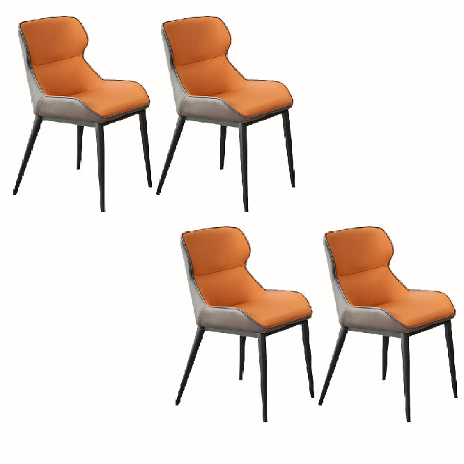 Industrial Low Back Dining Chairs Faux Leather Armless Side Chair