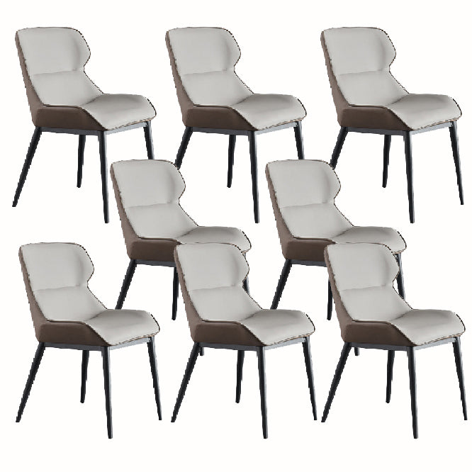 Industrial Low Back Dining Chairs Faux Leather Armless Side Chair