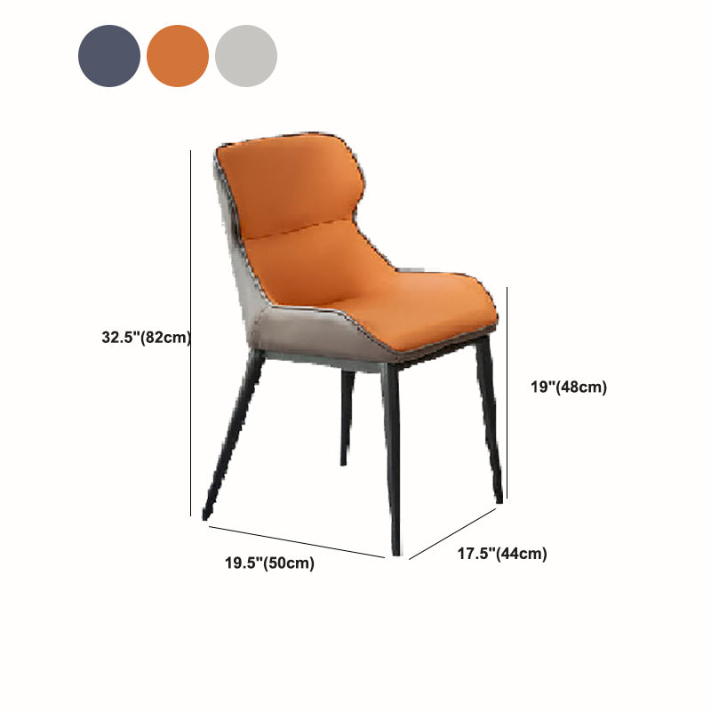 Industrial Low Back Dining Chairs Faux Leather Armless Side Chair