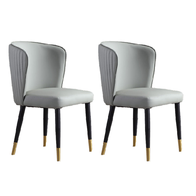 Orange and Gray Dining Chairs Glam Faux Leather Armless Side Chair