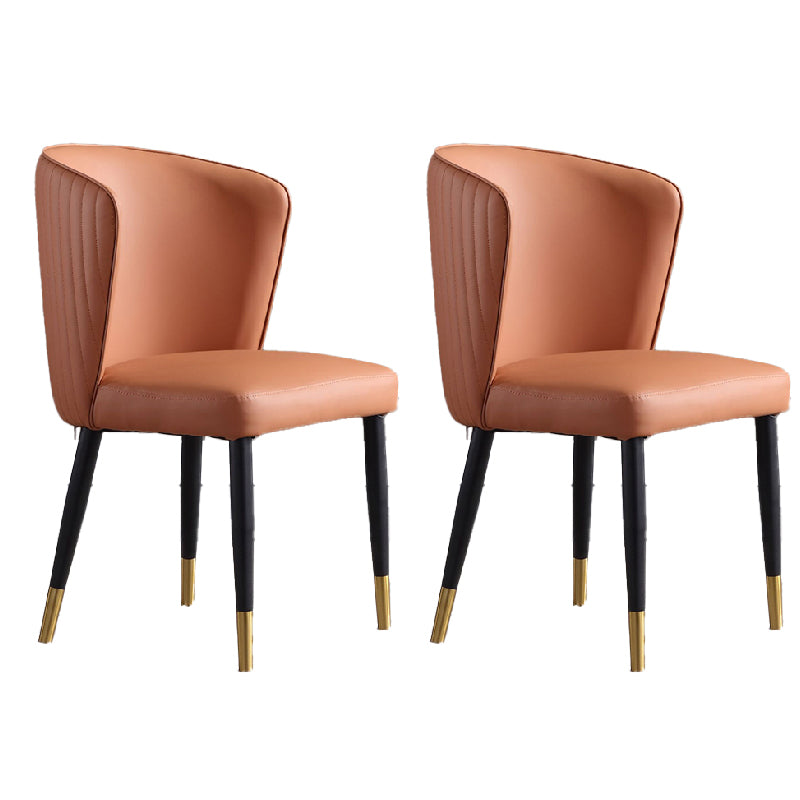 Orange and Gray Dining Chairs Glam Faux Leather Armless Side Chair