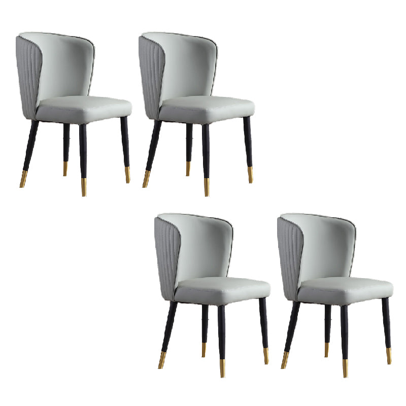 Orange and Gray Dining Chairs Glam Faux Leather Armless Side Chair