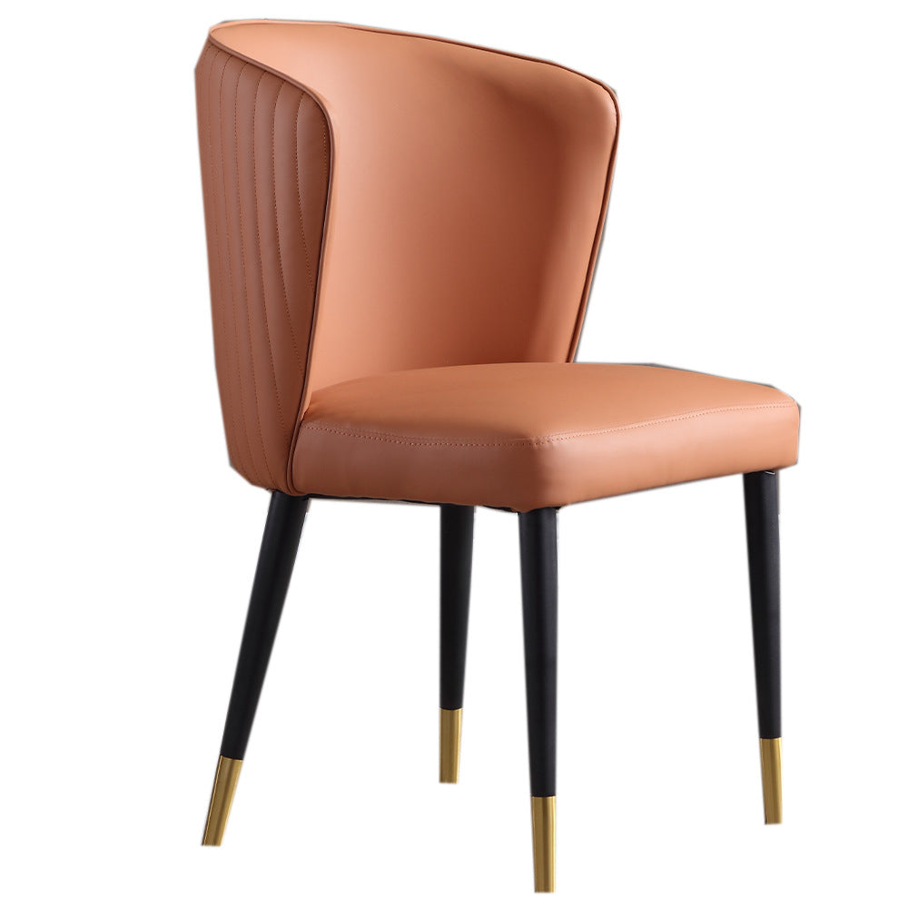 Orange and Gray Dining Chairs Glam Faux Leather Armless Side Chair