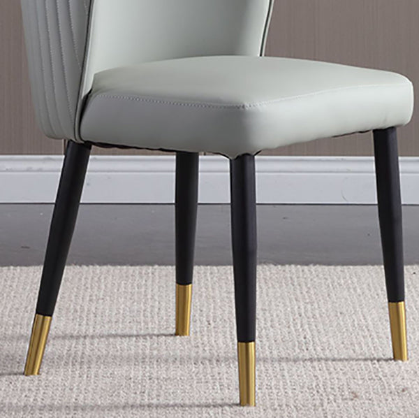 Orange and Gray Dining Chairs Glam Faux Leather Armless Side Chair