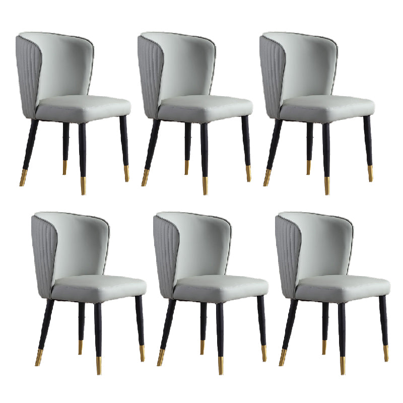 Orange and Gray Dining Chairs Glam Faux Leather Armless Side Chair