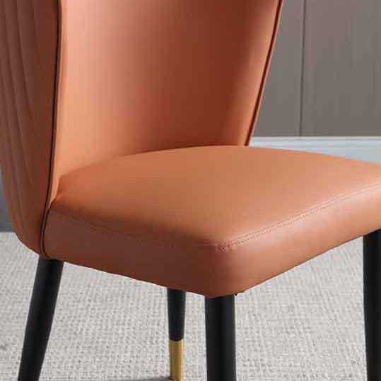 Orange and Gray Dining Chairs Glam Faux Leather Armless Side Chair