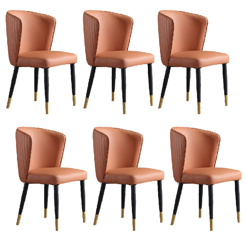 Orange and Gray Dining Chairs Glam Faux Leather Armless Side Chair