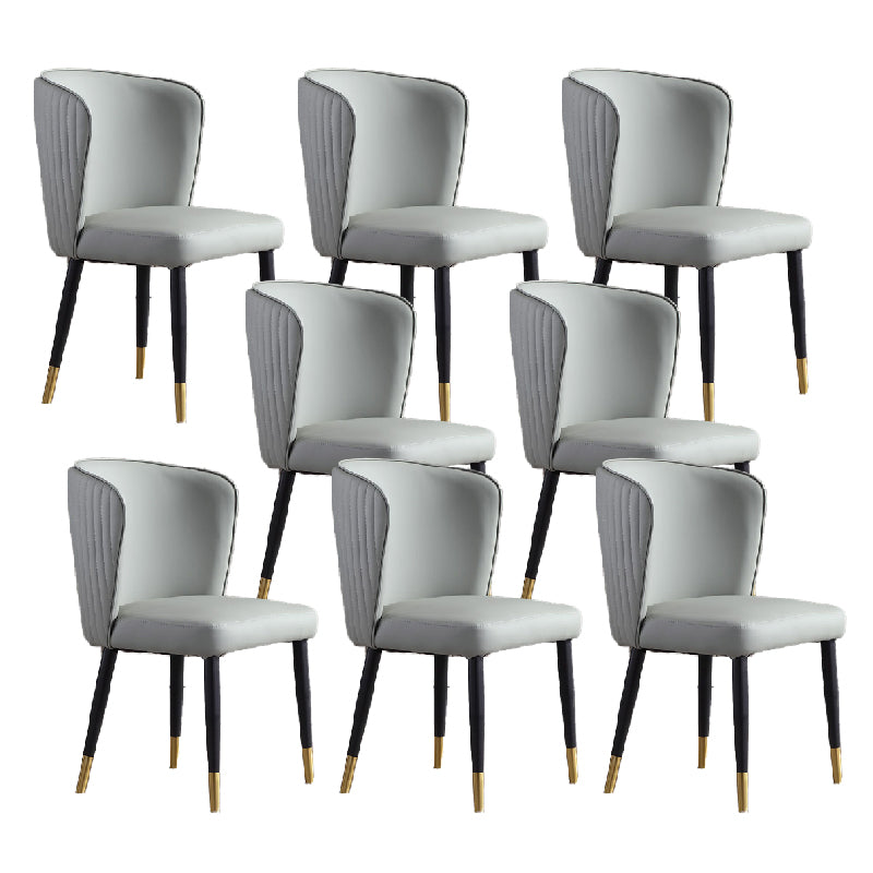 Orange and Gray Dining Chairs Glam Faux Leather Armless Side Chair