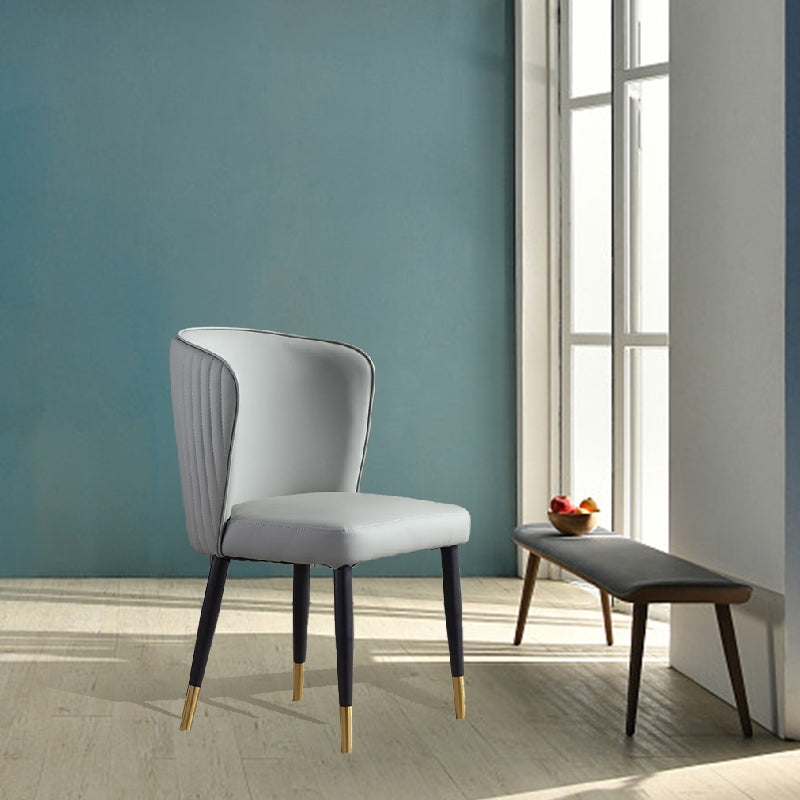 Orange and Gray Dining Chairs Glam Faux Leather Armless Side Chair