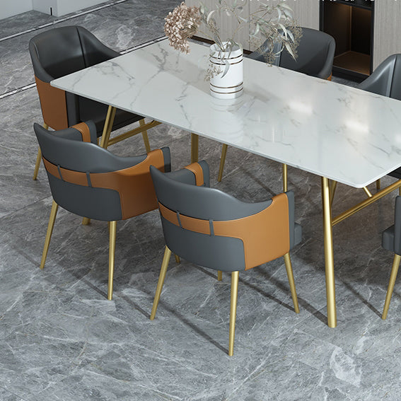 Glam Style Dining Chair Upholstered Faux Leather Dining Arm Chair