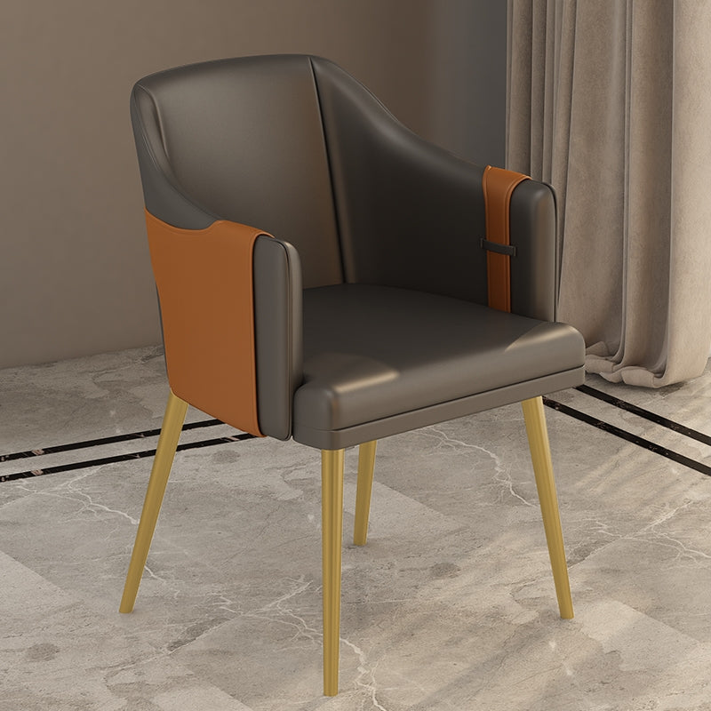 Glam Style Dining Chair Upholstered Faux Leather Dining Arm Chair