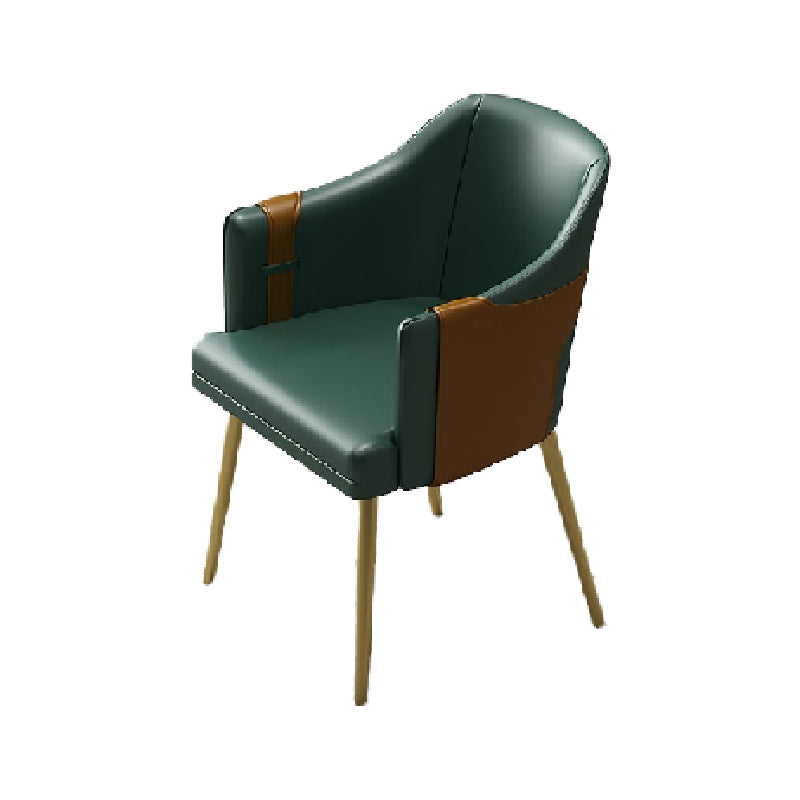 Glam Style Dining Chair Upholstered Faux Leather Dining Arm Chair