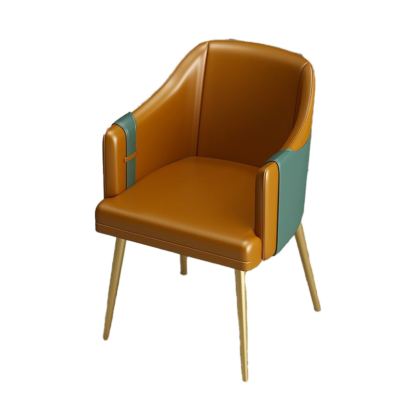 Glam Style Dining Chair Upholstered Faux Leather Dining Arm Chair