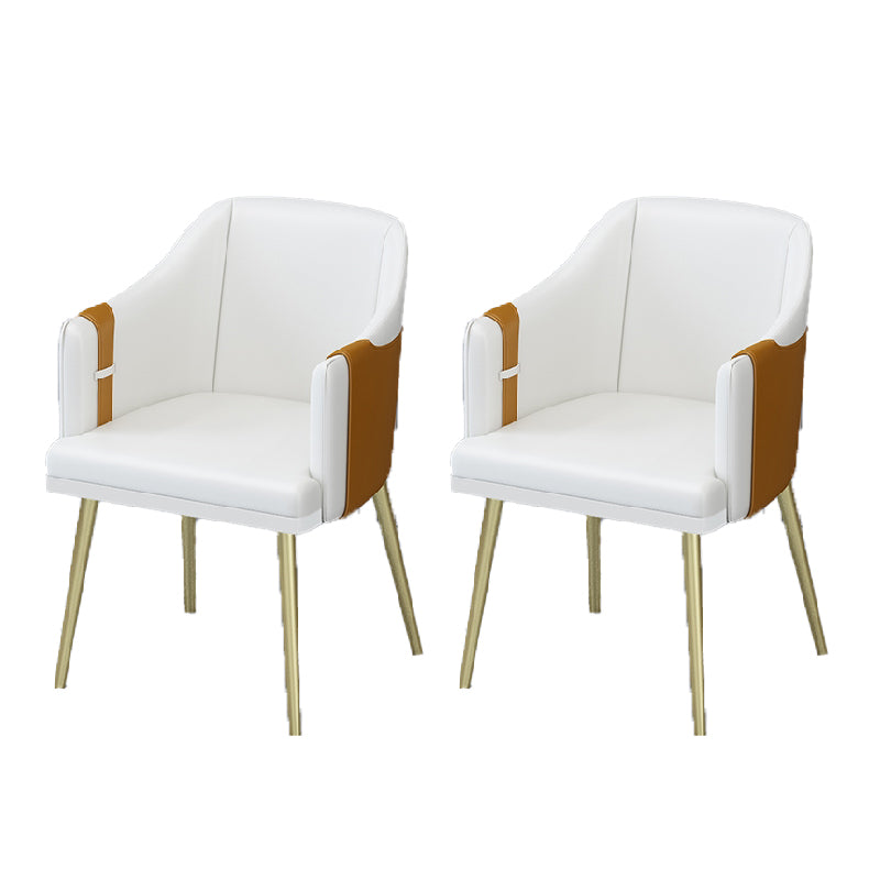 Glam Style Dining Chair Upholstered Faux Leather Dining Arm Chair