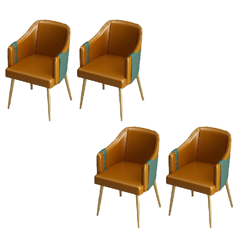 Glam Style Dining Chair Upholstered Faux Leather Dining Arm Chair