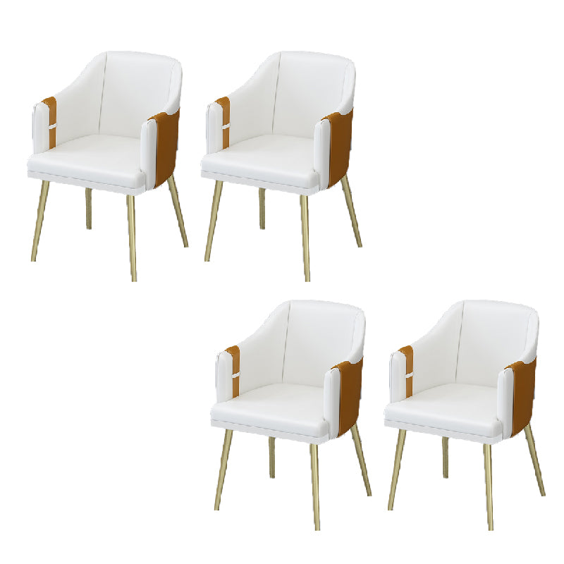 Glam Style Dining Chair Upholstered Faux Leather Dining Arm Chair