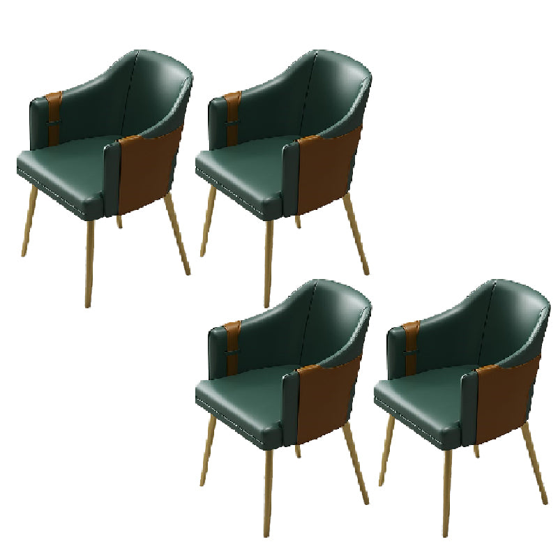 Glam Style Dining Chair Upholstered Faux Leather Dining Arm Chair